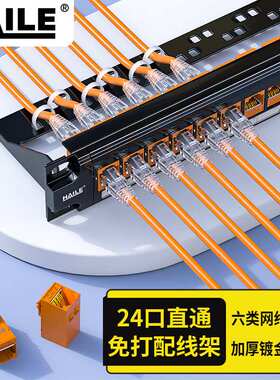 六类配线架24口直通免打 CAT6非屏蔽直通模块 橙色