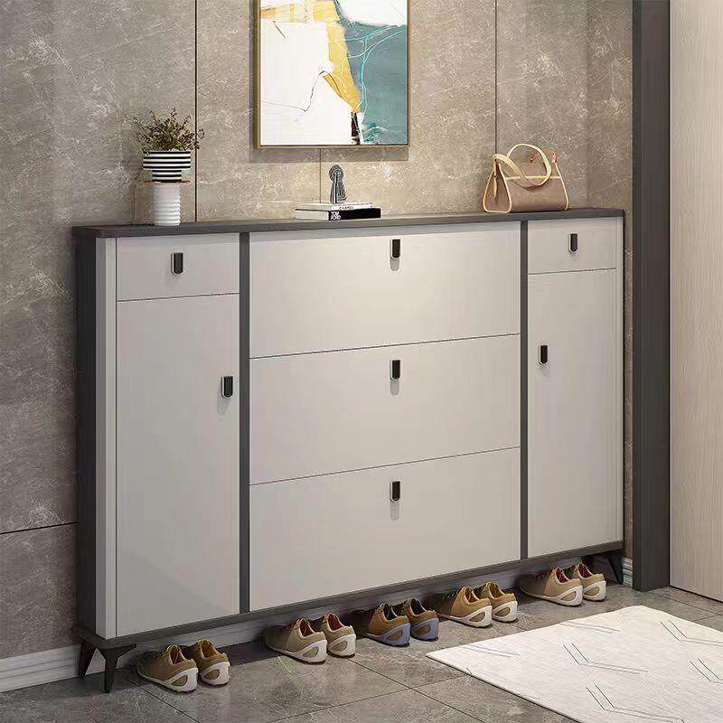 意式全实木超薄鞋柜玄关大容量翻斗带抽屉小户型斜式入户