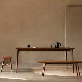 北美黑胡桃木实木原木餐桌长方形饭桌餐厅简约桌子吃饭大师设计