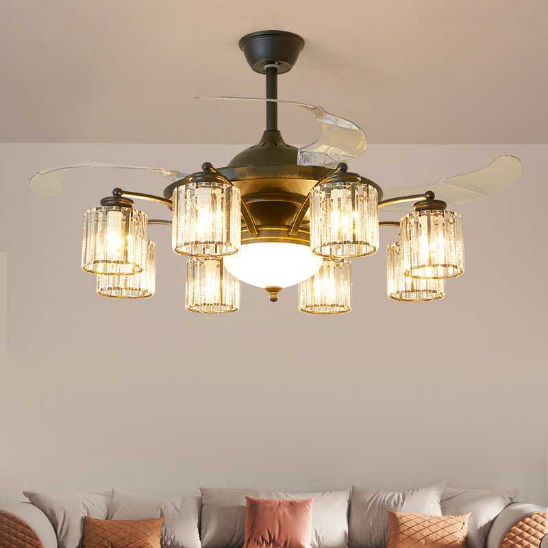 新中式客厅风扇灯家用餐厅吊扇一体吊灯静音护眼法式创意风扇灯