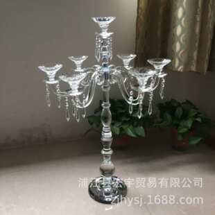 厂家直销欧式七头水晶烛台婚庆道具摆件时尚浪漫烛光晚餐插花烛台