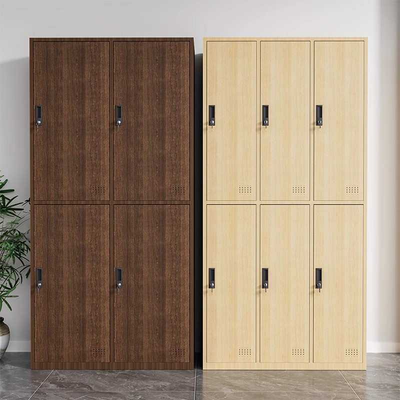 员工更衣柜宿舍衣柜储物柜钢制木纹浴室铁皮柜健身房存包柜子带锁