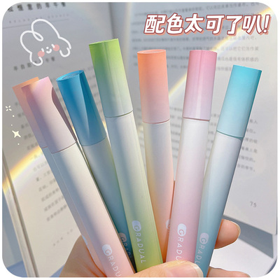 甜系集物社荧光笔!手帐彩色莹光手账划重点记号萤光标记笔学生用