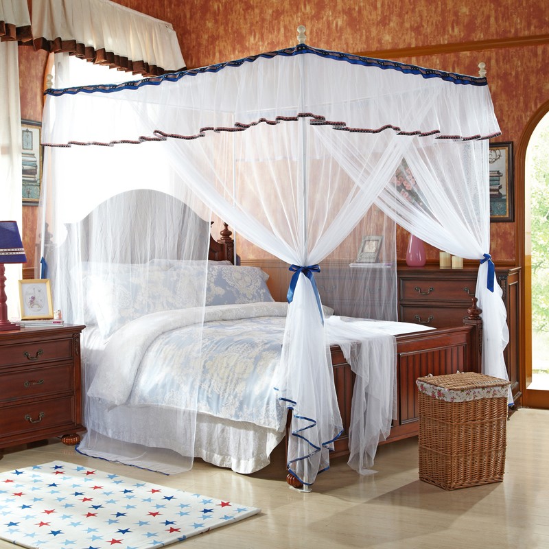 三开门公主风蚊帐加密加厚帐子落地方顶1.2m/1.5m/1.8m床双人家用
