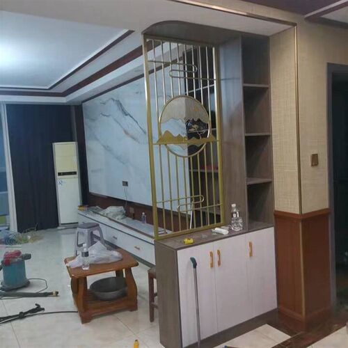 铁艺屏风定制镂空花格金属玄关背景墙中式格栅雕花洗漱台干区隔断
