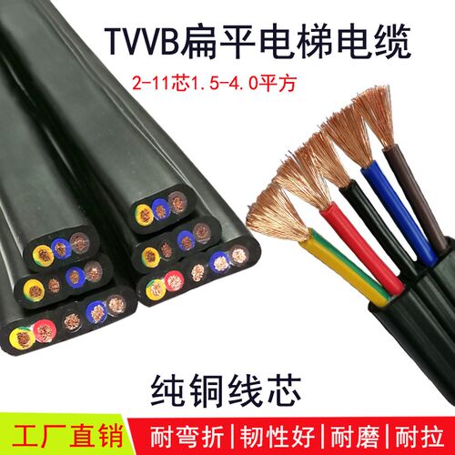 行车扁平电缆TVVB2 3 4 5 9 11芯电动门伸缩门电梯扁线排线电源线