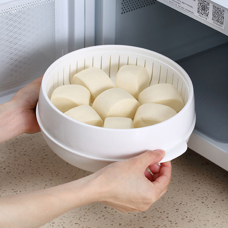 微波炉专用加热馒头饺子蒸盒圆形塑料蒸笼蒸鱼蒸屉热饭菜蒸盘器皿