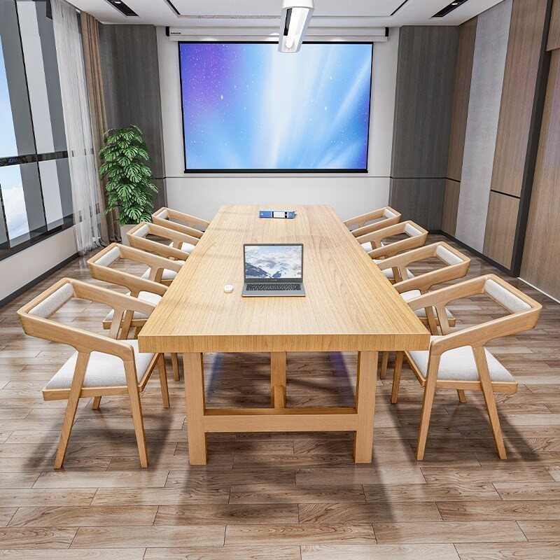 大板桌会议桌新款实木桌子椅子长长条桌工作台办公室洽谈桌椅组合