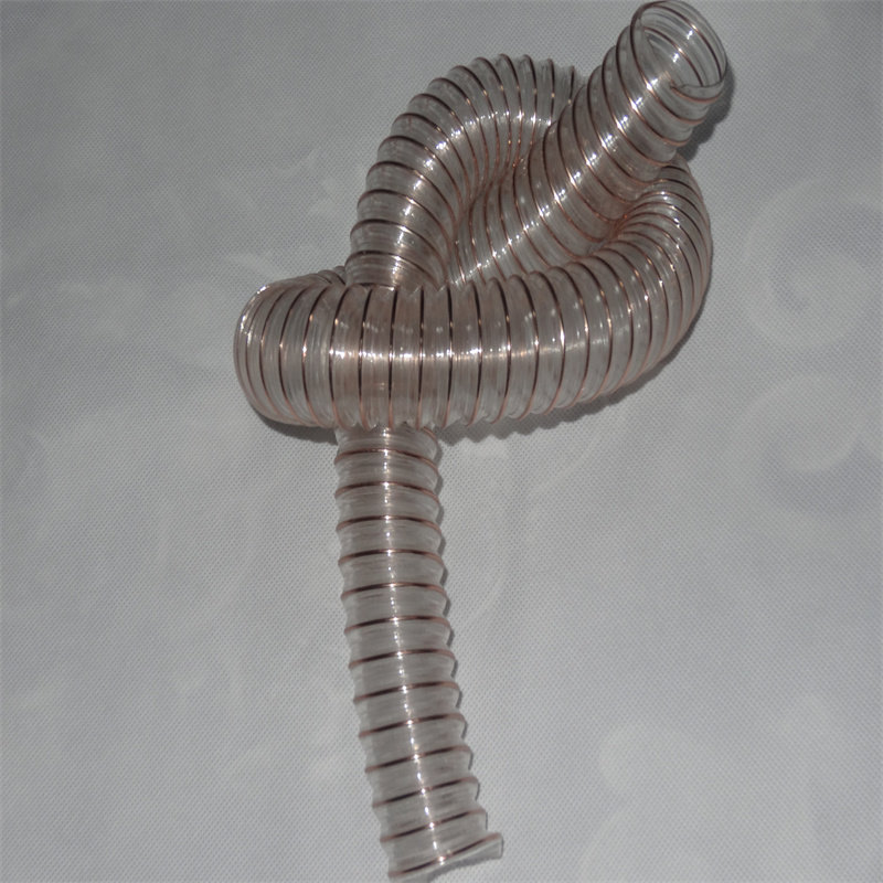 pu木工机械通风除尘风管聚氨酯钢丝伸缩透明耐磨耐用塑料波纹软管