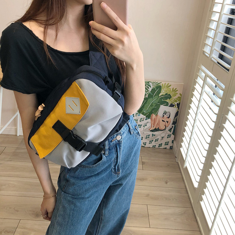 爆款月神物集小斜挎女邮差包单肩男休闲通勤牛津布帆布胸包大容量