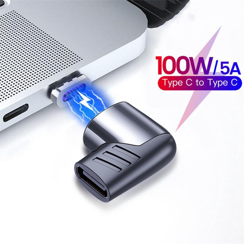 弯头PD100w磁吸转接头Typec快充MacBook笔记本转换器5a磁性转接头