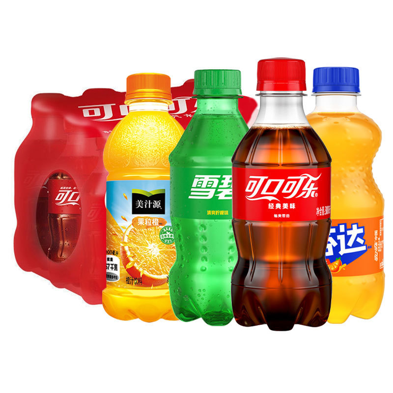 新货可口可乐雪碧芬达果粒橙碳酸饮料300ml*12瓶整箱批小瓶装汽水