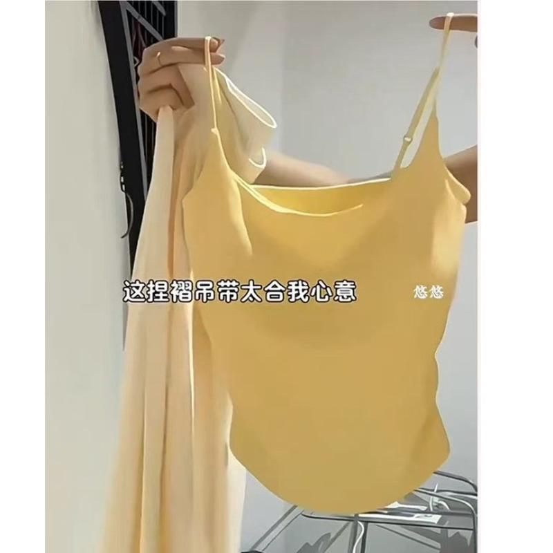高货速发美背吊带背心女内搭夏季大码胖mm显瘦设计感短款打底无袖