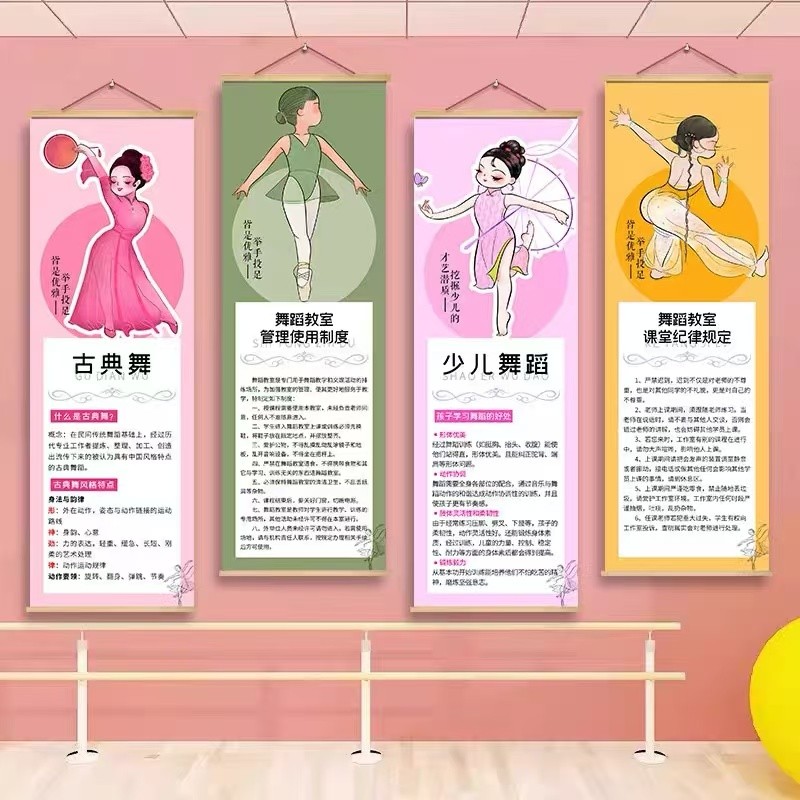 舞蹈教室墙面装饰挂布画民族芭蕾舞蹈房培训形象背景墙贴环创壁画图片