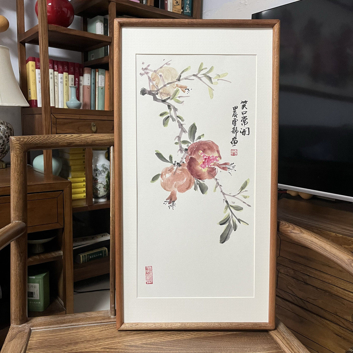 国画手绘写意牡丹山水竹子兰花荷花柿子画芯卷轴挂画定制作品真迹
