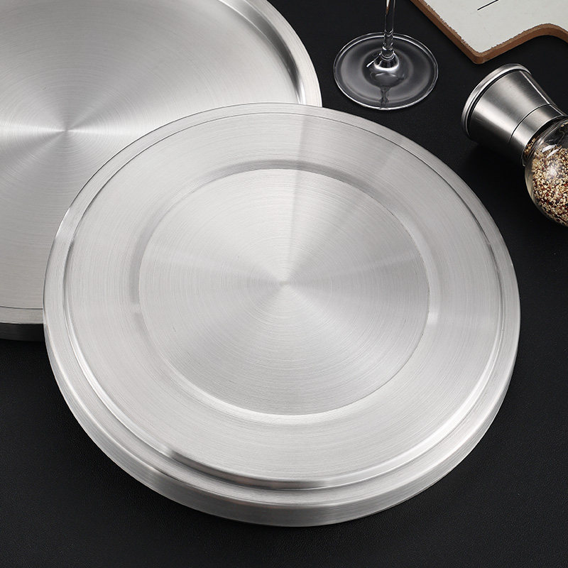 304不锈钢g圆盘商用双层盘怂火锅店牛肉托盘加厚平底盘烤肉店盘子,餐饮具,盘,淘宝优惠券,粉丝福利购,淘宝优惠卷