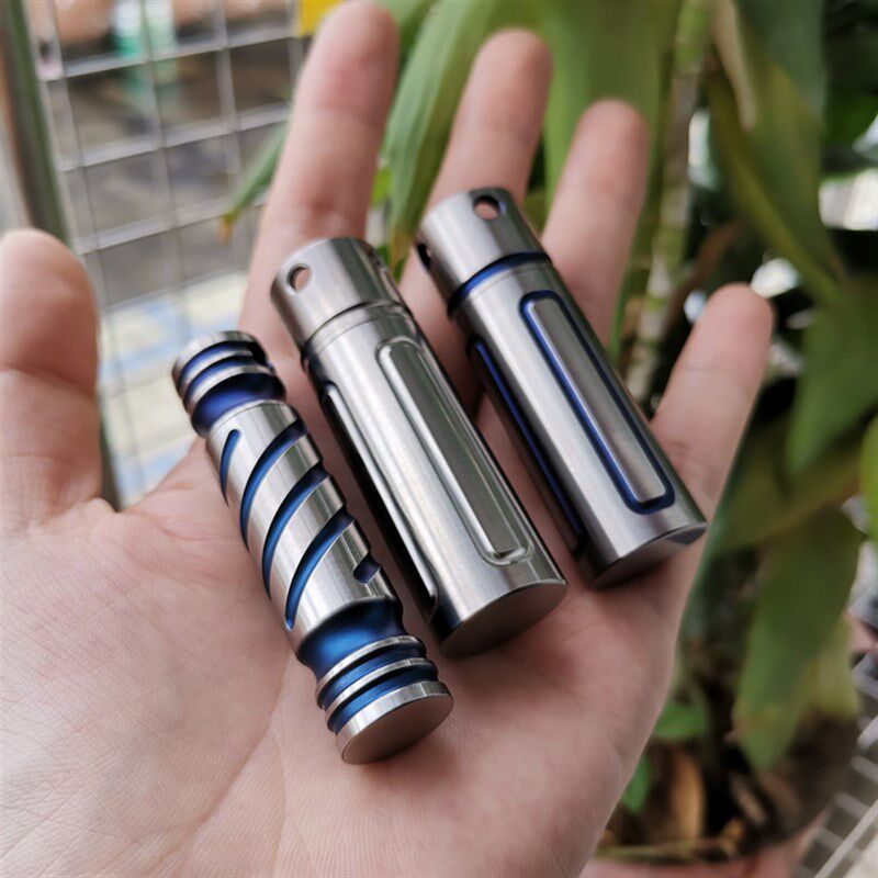 纯钛小药盒薬品盒 n密封防水防潮药片小药瓶迷你随身小药盒钛合金