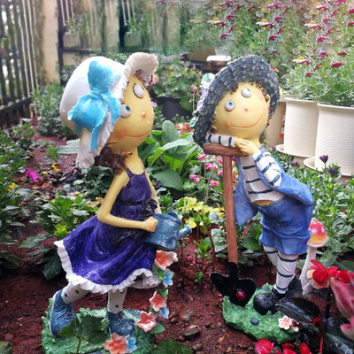 花园装饰 庭院布置 户外院子摆件园艺装饰L品创意卡通人物雕塑摆