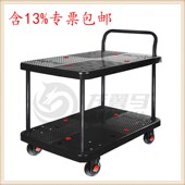 单扶手双层超静音黑m色手推车拉货车置物车搬运车四轮平板车工具