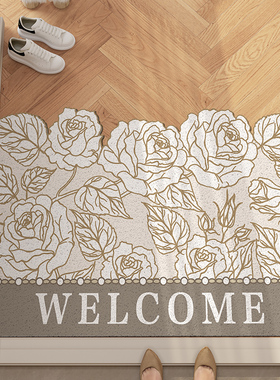 花卉丝圈地垫入户门垫子puvc玄关刮泥蹭土脚垫进门门口地毯可裁剪