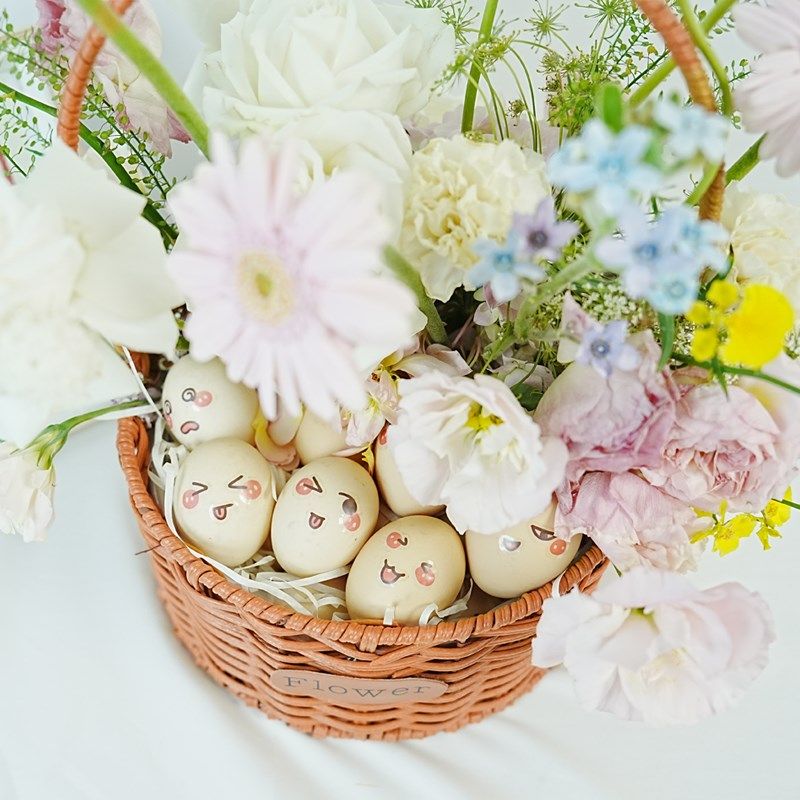 月子花篮diy鸡蛋手提花篮礼物田园E风鲜花插花篮仿藤编花篮送产妇,鲜花速递/花卉仿真/绿植园艺,花篮,淘宝优惠券,粉丝福利购,淘宝优惠卷