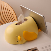 可爱躺平鸭子陶瓷纸巾盒r高颜值桌面餐桌茶几抽纸盒摆件客厅装 饰