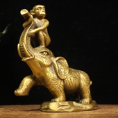 纯铜封侯拜相摆件象上封侯铜猴子大象家N居客厅装 饰工艺品摆件