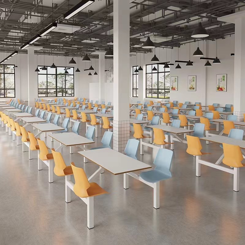 连体快餐桌椅组合学校单位公司美食城F餐饮店小吃店大排档食堂桌