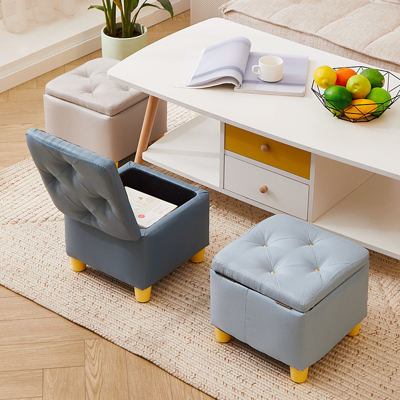 收纳换鞋凳科技布沙发脚凳储物凳小板凳客厅茶几T方凳子家用凳矮