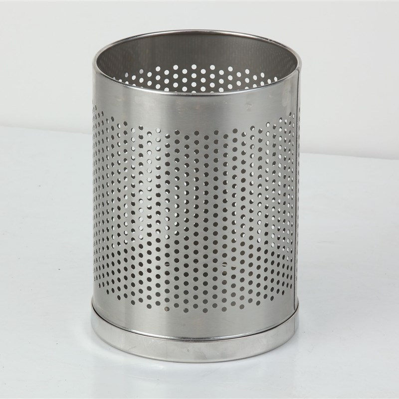 不锈钢垃圾桶漏孔镂空垃圾t桶洗浴中心酒店浴室圆形垃圾桶无盖包