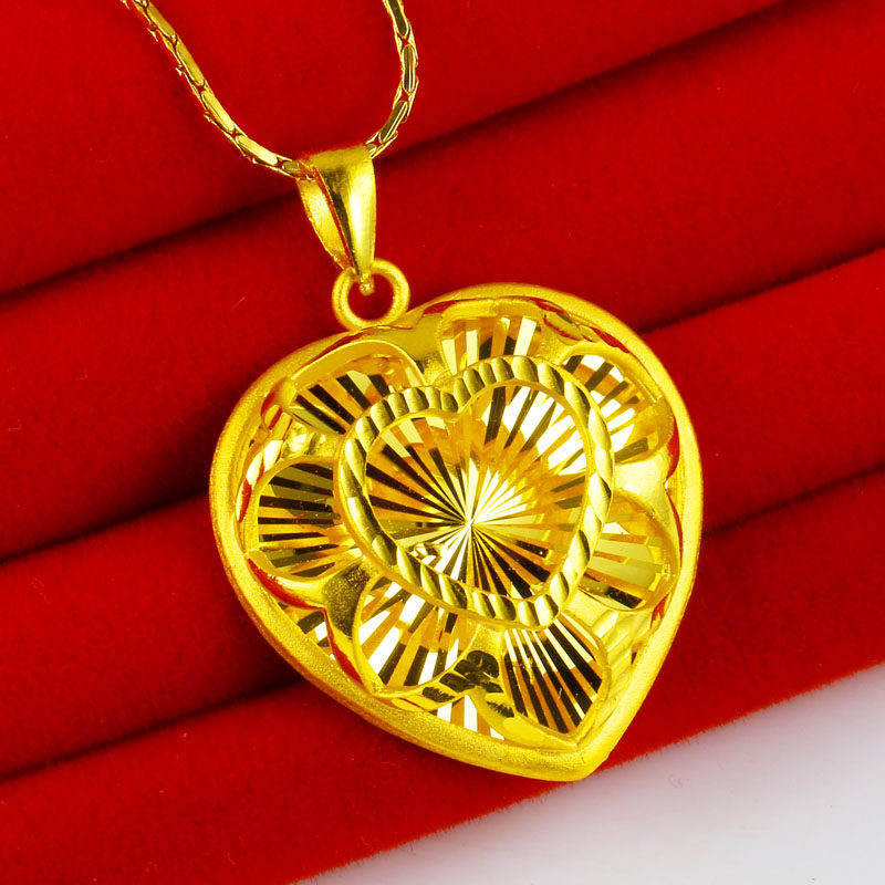 仿真黄金项链吊坠女款爱心坠子仿真金子24K金送情人生日礼物按克