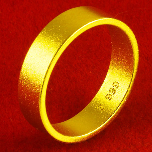 正品男女999足金古法素金戒指