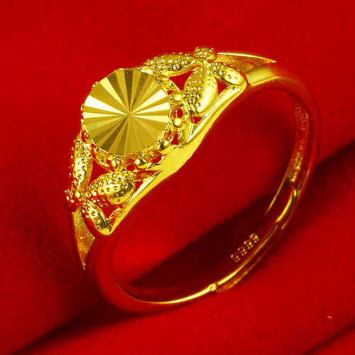 仿真黄金戒指女款9999真金妈妈花头花篮戒24K纯金子999足金送老婆