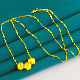 黄金项链女款9999足金猫眼珠金吊坠纯金转运珠项链生日礼物送女友