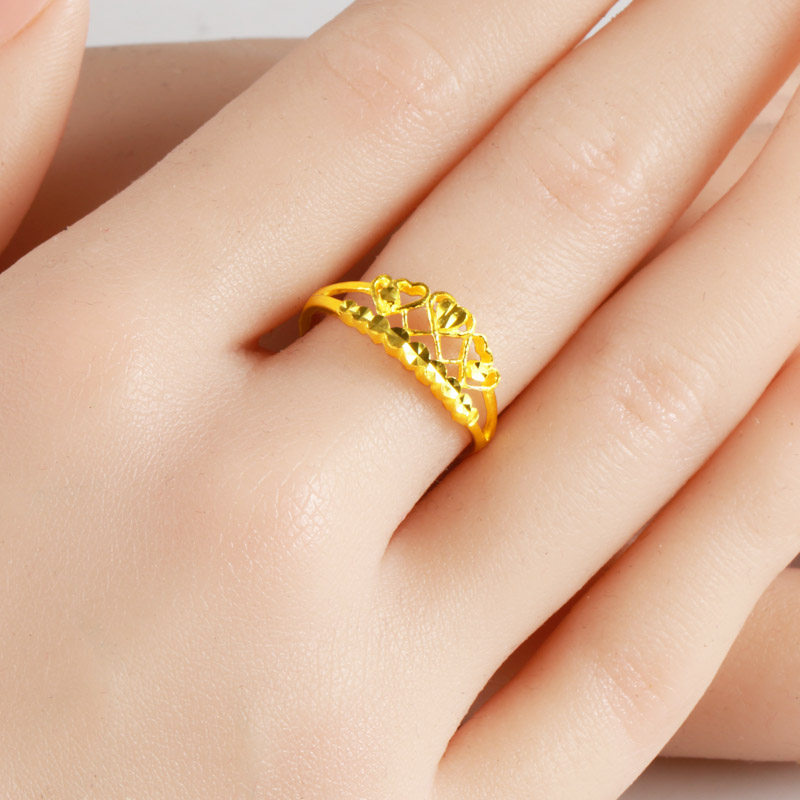 正品黄金戒指9999足金女款活口高档皇冠轻奢高级感纯金戒子食指环