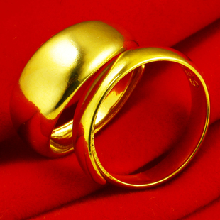 仿真黄金戒指仿足金男女款光面戒子光身戒纯金首饰真金子24K