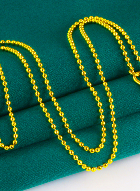 正品黄金项链女款9999足金链子米珠链转运珠锁骨链串珠光珠链按克