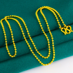 正品黄金项链女款9999足金链子米珠链转运珠锁骨链串珠光珠链按克