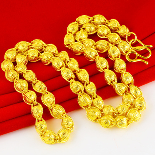 仿真黄金项链男款粗重佛珠珠24K金子真金饰品女送老公