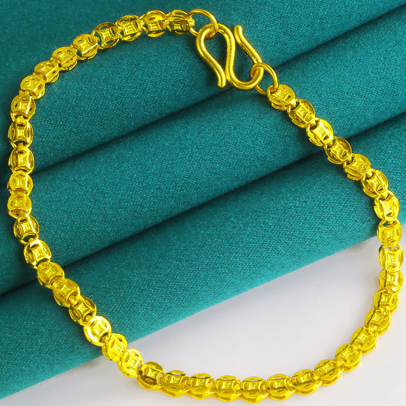 环钱币形手链女新款24k爆闪手链