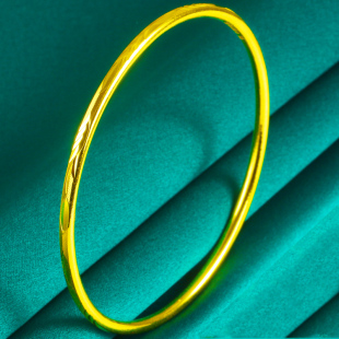 黄金手镯女款9999足金镯子细小实心纯金手环素圈送妈妈礼物按克重