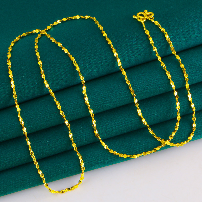 正品黄金项链9999足金女款纯金链子满天星精致素链锁骨链生日礼物