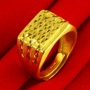 仿真黄金戒指9999仿金男款方戒999仿真戒指24K金饰品女送老公
