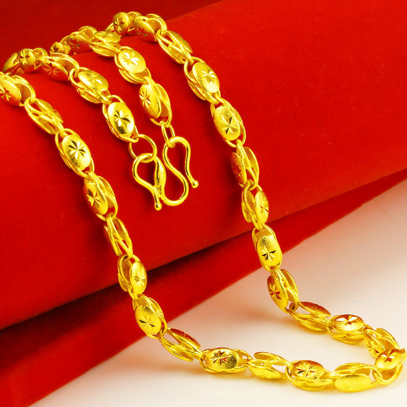 仿真黄金项链9999仿真金男士女款长米字空心纯金子首饰链子送老公