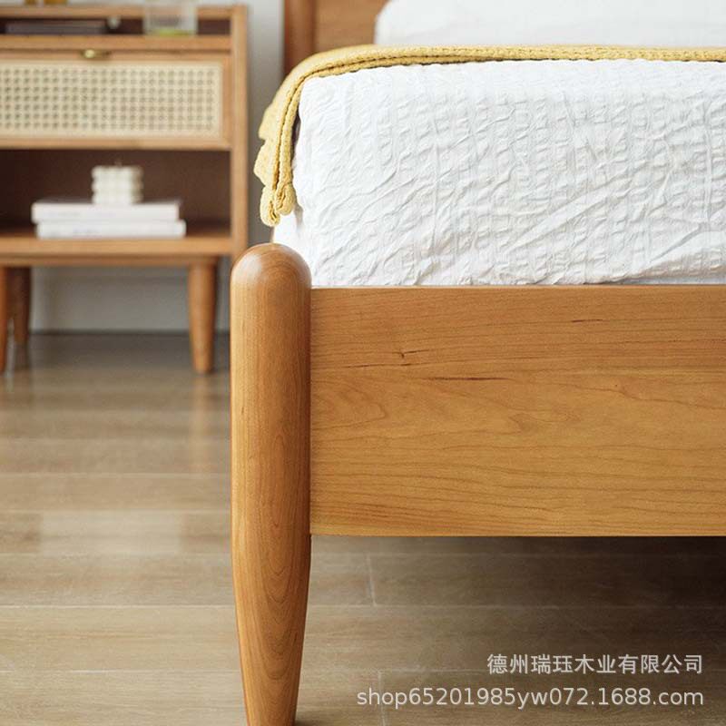 白橡木床樱桃木实木床胡桃木卧室床1.5米1.8米1.2米婚床支持包邮