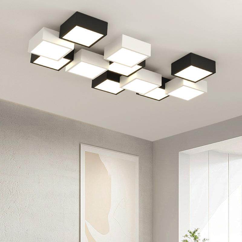 客厅主灯现代极简创意几何盒子灯无主灯照明组合吸顶灯书房卧室灯