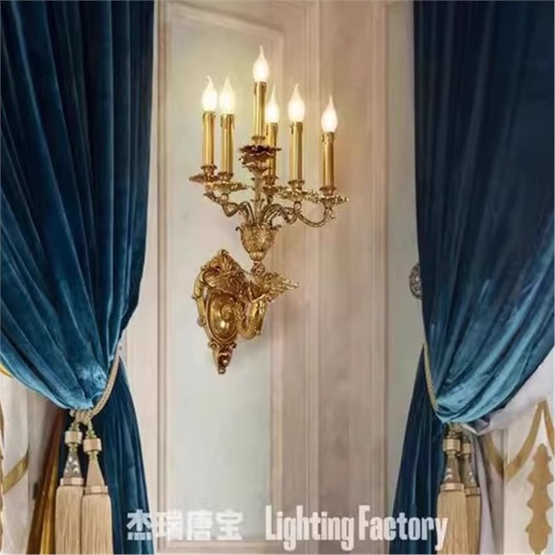 法式全铜壁灯欧式奢华复古六头酒店客厅大气灯具宫廷别墅