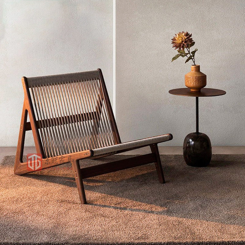 户外柚木沙发休闲绳编沙发椅藤椅茶几阳台花园室外庭院组合别墅