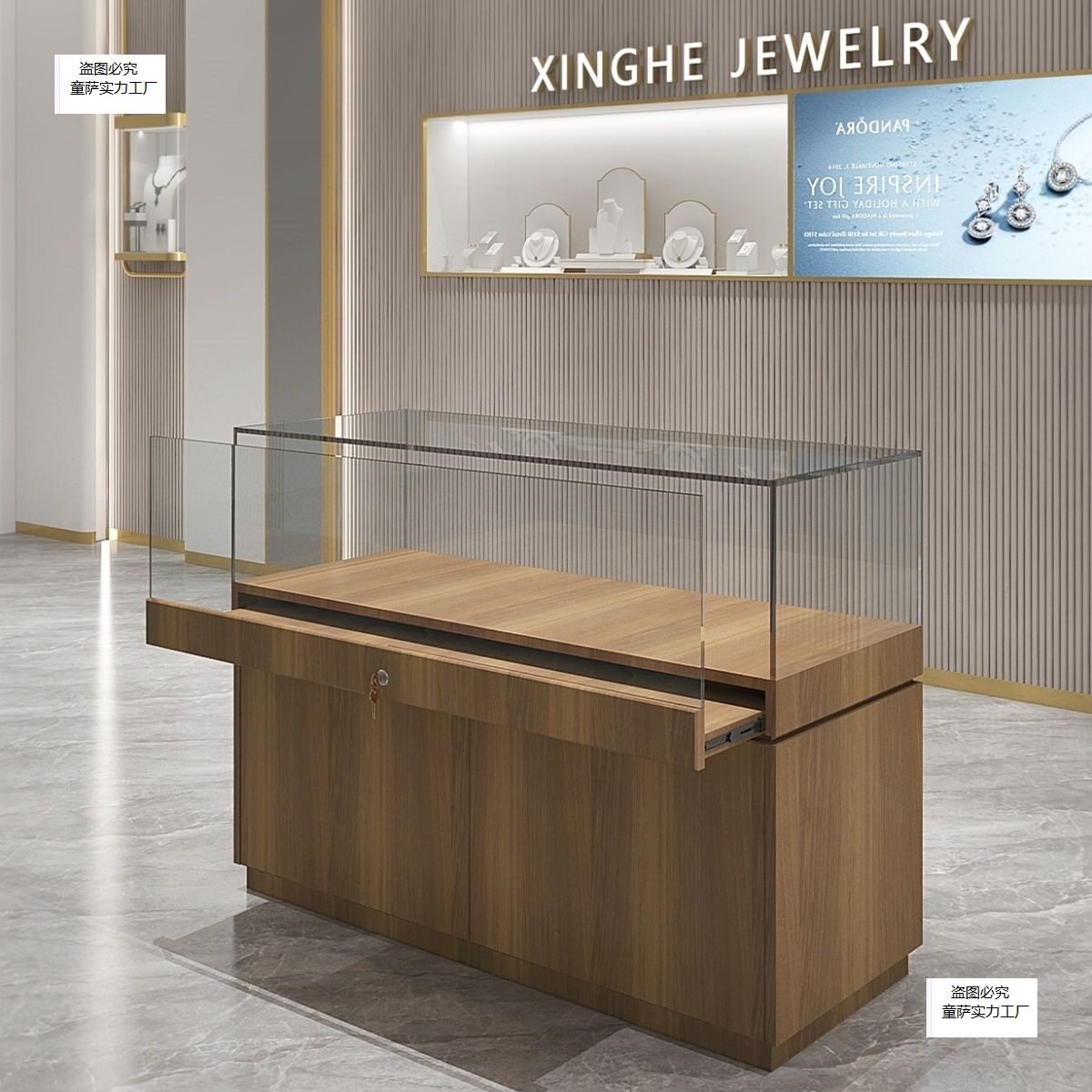 商场玻璃柜展示柜珠宝首饰柜台样品展览陈列柜博物馆文物展台