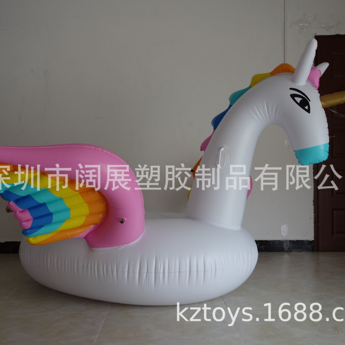 厂家现货加厚PVC水上成人充气彩虹天马浮排彩天马坐骑浮床